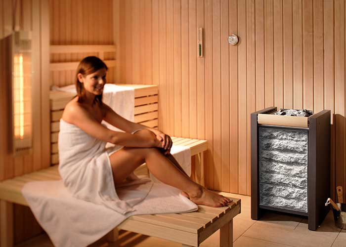 Saunakabine mit Design-Saunaofen Corona-S60