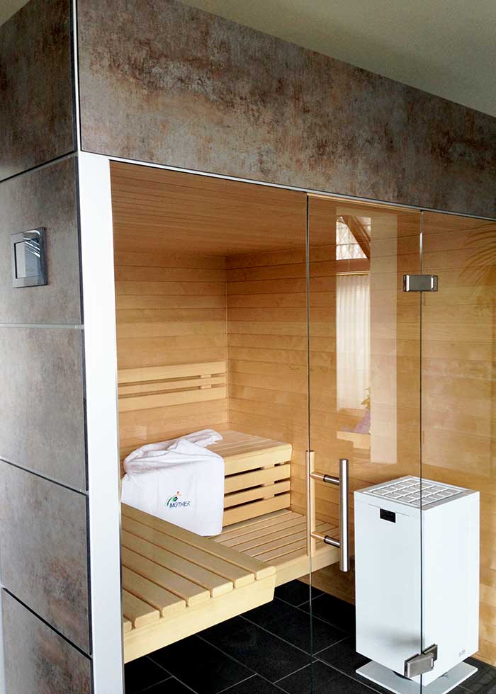 Müther Blockbohlensauna Innen