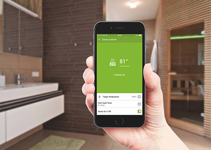 Die Loxone-Saunasteuerung wird mit einer Smartphone-App bedient