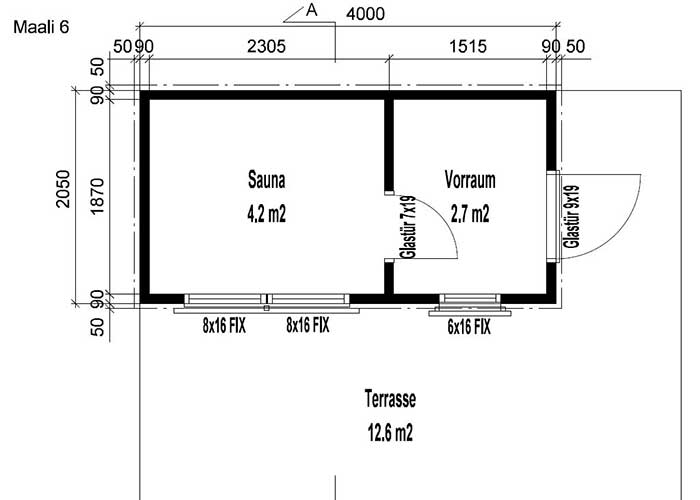 Design Gartensauna Maali 6 Grundriss