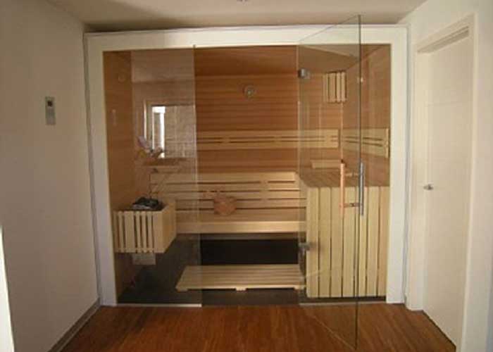 Müther Elementsauna mit Verkleidung aus Birkenholz