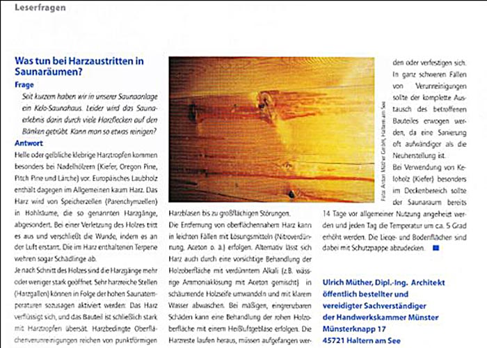 Heimsaunen Holzart, Kelo-Kiefer für Innensauna von Müther Saunabau